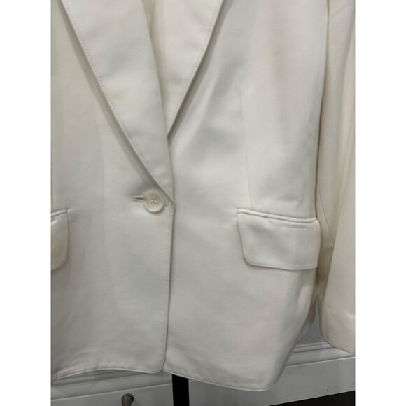 Kasper Womens White Blazer 14W One-Button Closure Professional Suit Jacket Made - Picture 4 of 9